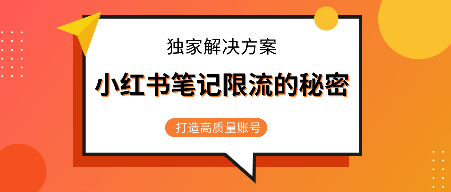 小红书笔记限流的秘密，被限流的笔记独家解决方案，打造高质量账号（共3节视频）-买得值资源库