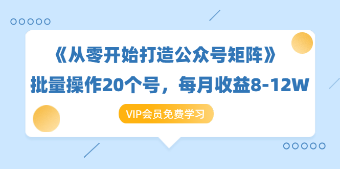 《从零开始打造公众号矩阵》批量操作20个号，每月收益大概8-12W（44节课）-买得值资源库