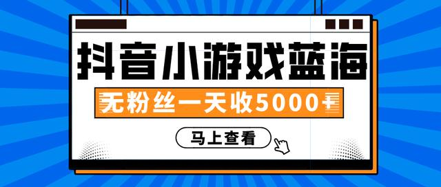 赚钱计划：抖音小游戏蓝海项目，无粉丝一天收入5000+-买得值资源库