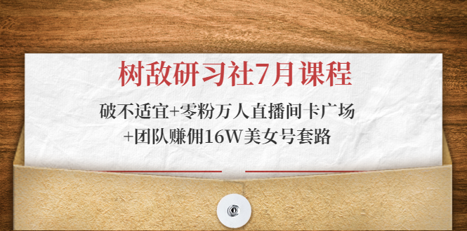 树敌研习社7月课程：破不适宜+零粉万人直播间卡广场+团队赚佣16W美女号套路-买得值资源库