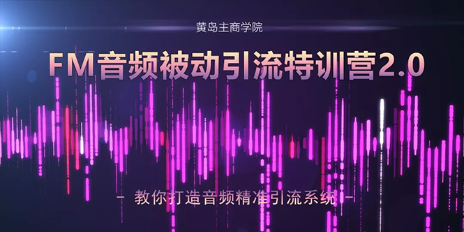 黄岛主·FM音频引流特训营2.0：独家引流模式，单账号50W+播放量，轻松变现-买得值资源库