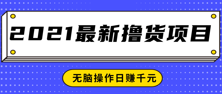 2021最新撸货项目，一部手机即可实现无脑操作轻松日赚千元-买得值资源库