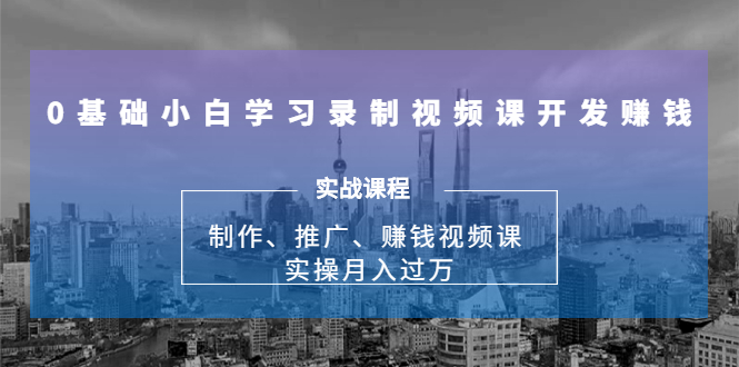 0基础小白学习录制视频课开发赚钱：制作、推广、赚钱视频课 实操月入过万-买得值资源库
