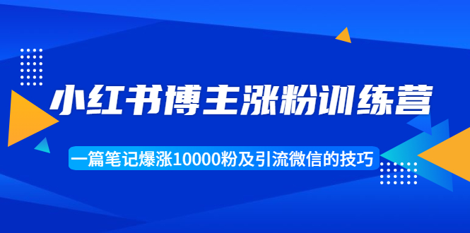 小红书博主涨粉训练营：一篇笔记爆涨10000粉及引流微信的技巧-买得值资源库