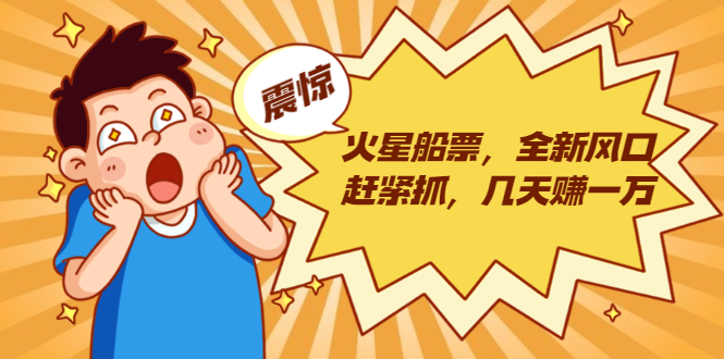 火星船票，全新风口赶紧抓，几天赚一万+摆地摊卖尾货月入一万（5个项目）-买得值资源库