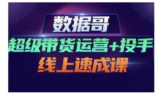 数据哥·超级带货运营+投手线上速成课，快速提升运营和熟悉学会投手技巧-买得值资源库
