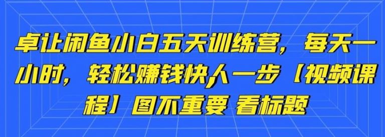 卓让闲鱼小白五天训练营，每天一小时，轻松赚钱快人一步-买得值资源库