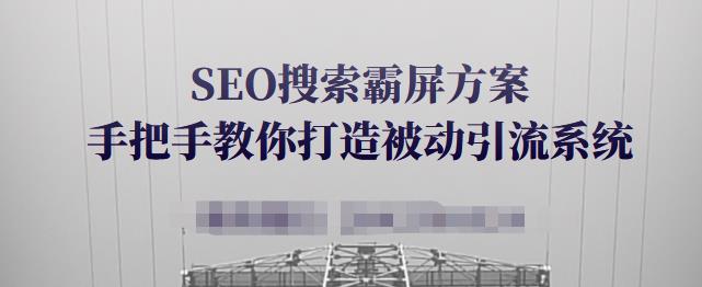 SEO搜索霸屏方案，手把手教你打造被动引流系统【视频课程】-买得值资源库