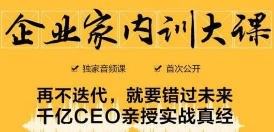 企业家内训大课，未来企业必学经验，价值1299元-买得值资源库