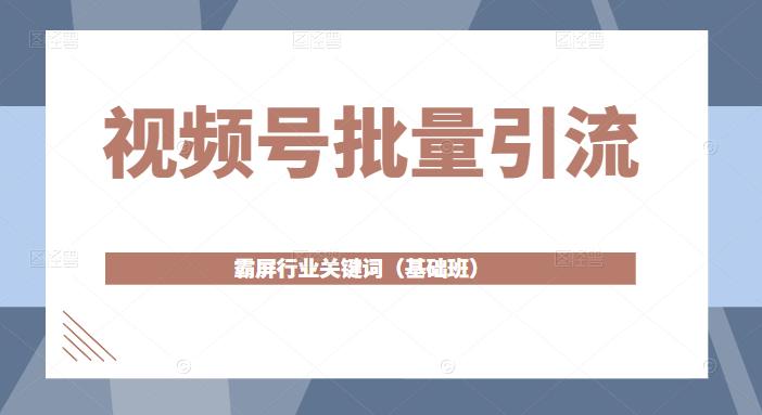 视频号批量引流，霸屏行业关键词（基础班）全面系统讲解视频号玩法-买得值资源库
