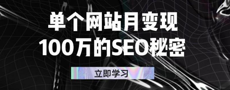 单个网站月变现100万的SEO秘密，百分百做出赚钱站点-买得值资源库