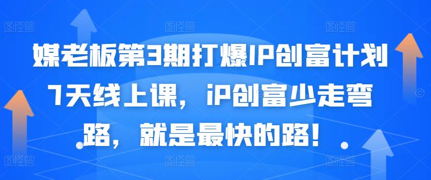 媒老板第3期打爆IP创富计划7天线上课，iP创富少走弯路，就是最快的路！-买得值资源库