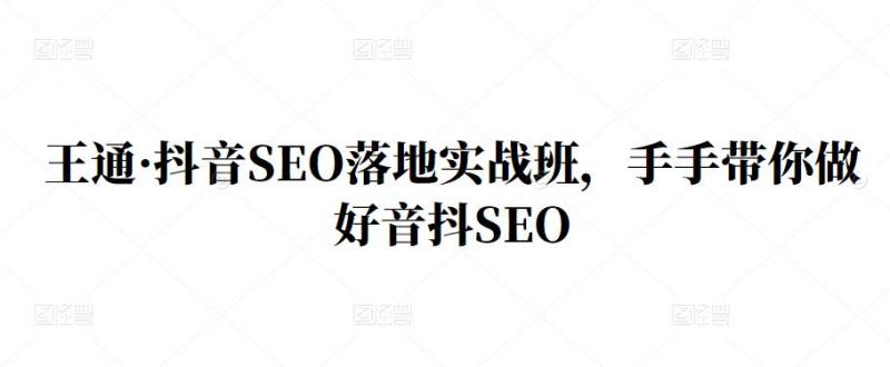 王通·抖音SEO落地实战班，手‬手带你做好音抖‬‬SEO-买得值资源库