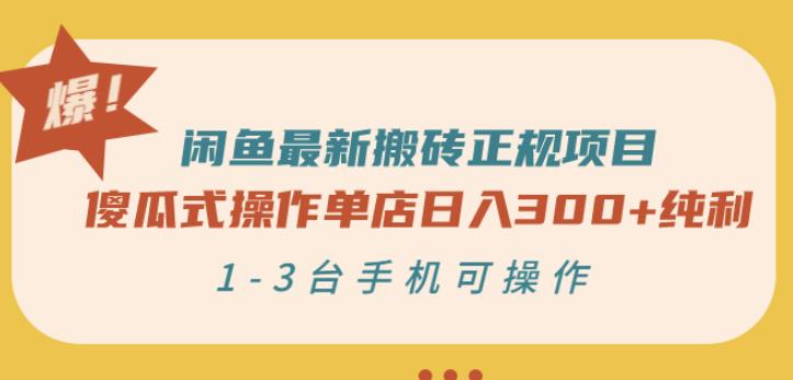 闲鱼最新搬砖正规项目：傻瓜式操作单店日入300+纯利，1-3台手机可操作-买得值资源库