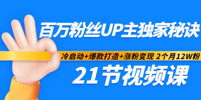 百万粉丝UP主独家秘诀：冷启动+爆款打造+涨粉变现2个月12W粉（21节视频课)-买得值资源库