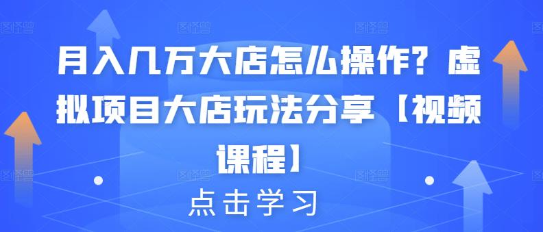 月入几万大店怎么操作？虚拟项目大店玩法分享【视频课程】-买得值资源库