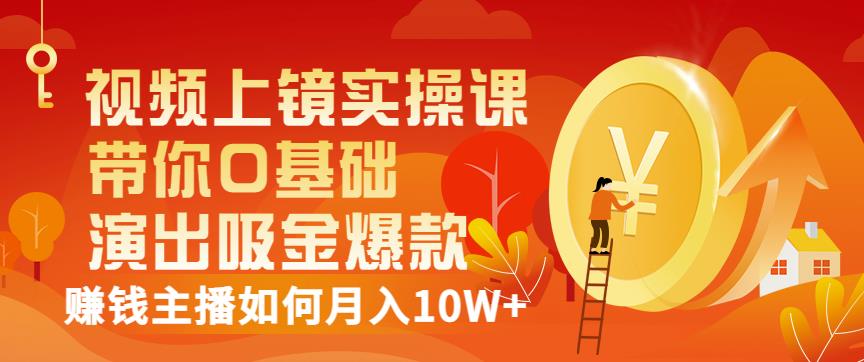 视频上镜实操课：带你0基础演出吸金爆款，赚钱主播如何月入10W+-买得值资源库