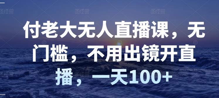 付老大无人直播课，无门槛，不用出镜开直播，一天100+-买得值资源库