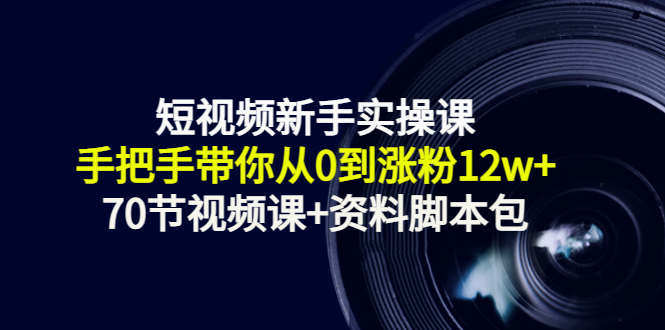短视频新手实操课：手把手带你从0到涨粉12w+（70节视频课+资料脚本包）-买得值资源库
