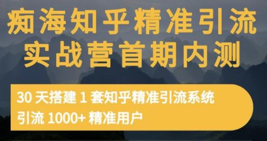 痴海知乎精准引流实战营1-2期，30天搭建1套知乎精准引流系统，引流1000+精准用户-买得值资源库