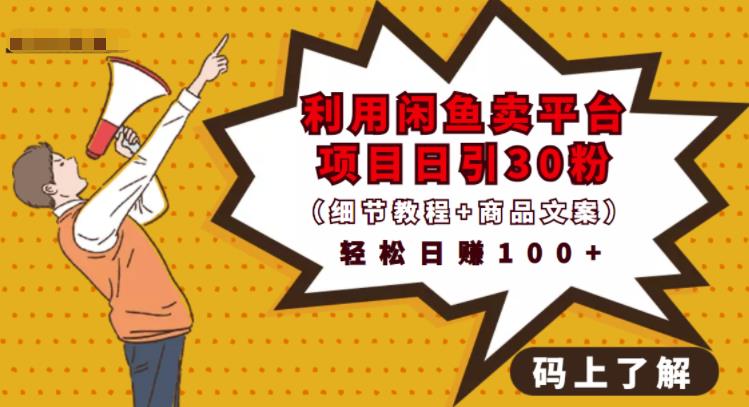 利用闲鱼卖平台项目课程资源日引流30+精准粉丝，轻松日赚100+，积累人脉可实现二次变-买得值资源库