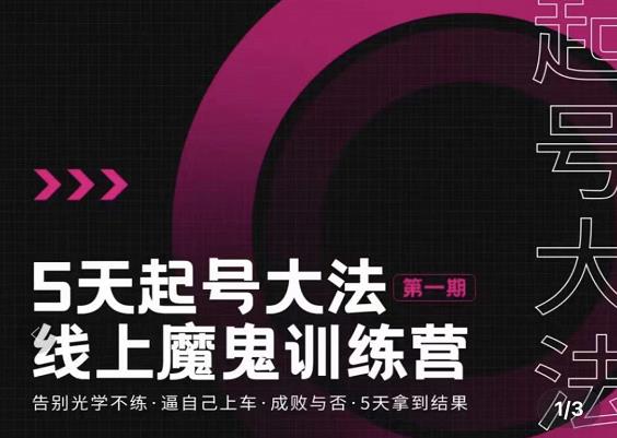 大播·五天起号魔鬼训练营，告别光学不练，逼自己上车，成败与否，5天拿到结果-买得值资源库
