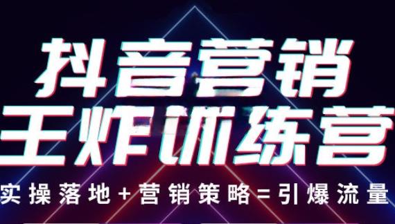 抖音营销王炸训练营，实操落地+营销策略=引爆流量（价值8960元）-买得值资源库