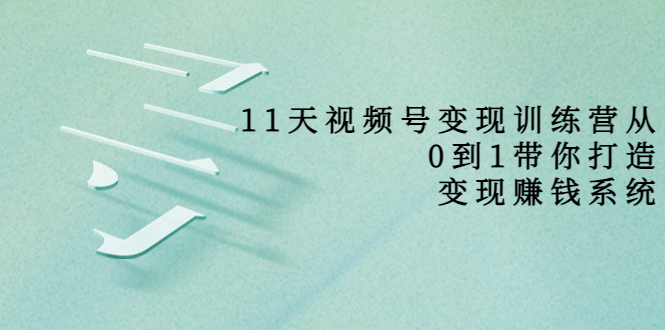 11天视频号变现训练营，从0到1打造变现赚钱系统（价值398元）-买得值资源库