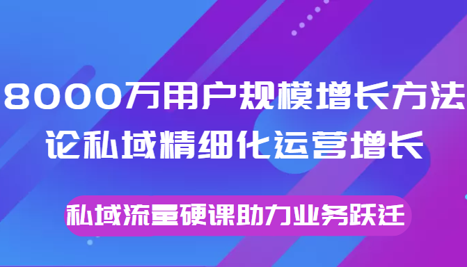 8000万用户规模增长方法论私域精细化运营增长，私域流量硬课助力业务跃迁-买得值资源库