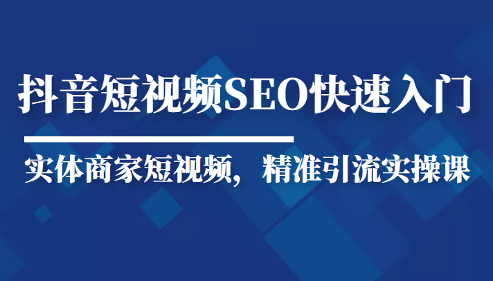 抖音短视频Seo搜索排名优化新手快速入门教程，实体商家短视频，精准引流实操课-买得值资源库