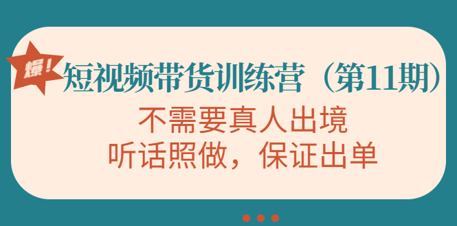 视频带货训练营，不需要真人出境，听话照做，保证出单（第11期）-买得值资源库