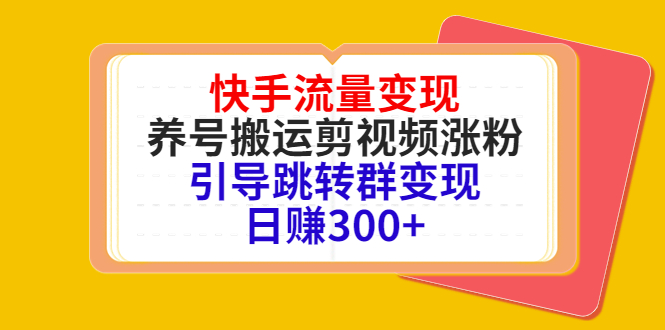 快手流量变现，养号搬运剪视频涨粉，引导跳转群变现日赚300+-买得值资源库