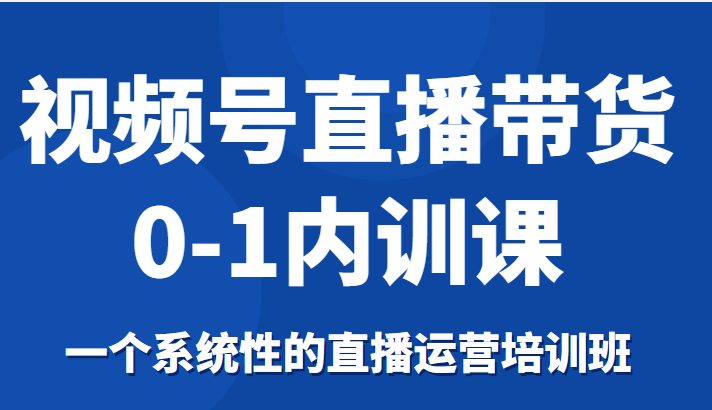 视频号直播带货0-1内训课，一个系统性的直播运营培训班-买得值资源库