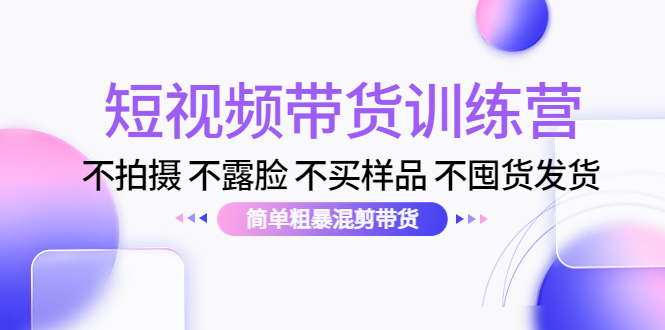 短视频带货训练营：不拍摄 不露脸 不买样品 不囤货发货 简单粗暴混剪带货（第三期）-买得值资源库