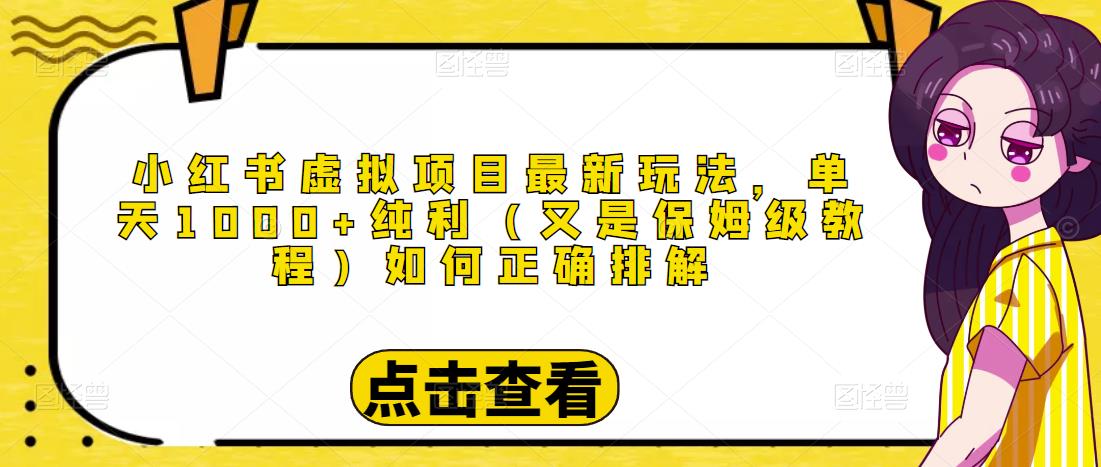 小红书虚拟项目最新玩法，单天1000+纯利（又是保姆级教程文档）-买得值资源库