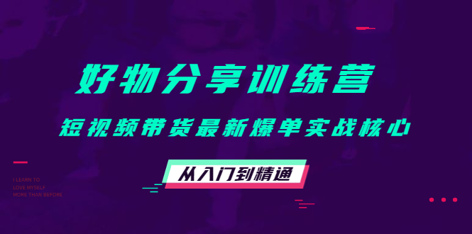 好物分享训练营：短视频带货最新爆单实战核心，从入门到精通-买得值资源库