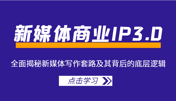 新媒体商业IP3.0，全面揭秘新媒体写作套路及其背后的底层逻辑（价值1299元）-买得值资源库