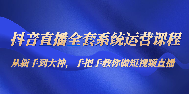 抖音直播全套系统运营课程：从新手到大神，手把手教你做直播短视频-买得值资源库