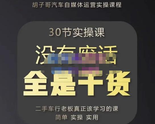 胡子哥·汽车自媒体运营实操课，汽车新媒体二手车短视频运营教程-价值8888元-买得值资源库