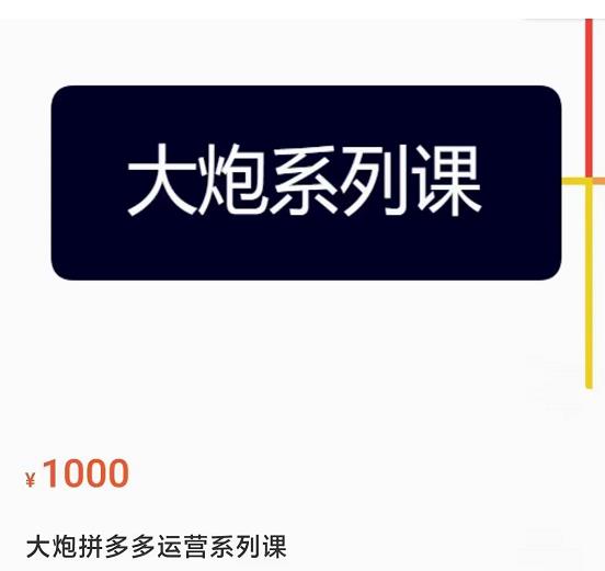大炮拼多多运营系列课，各类​玩法合集，拼多多运营玩法实操-买得值资源库