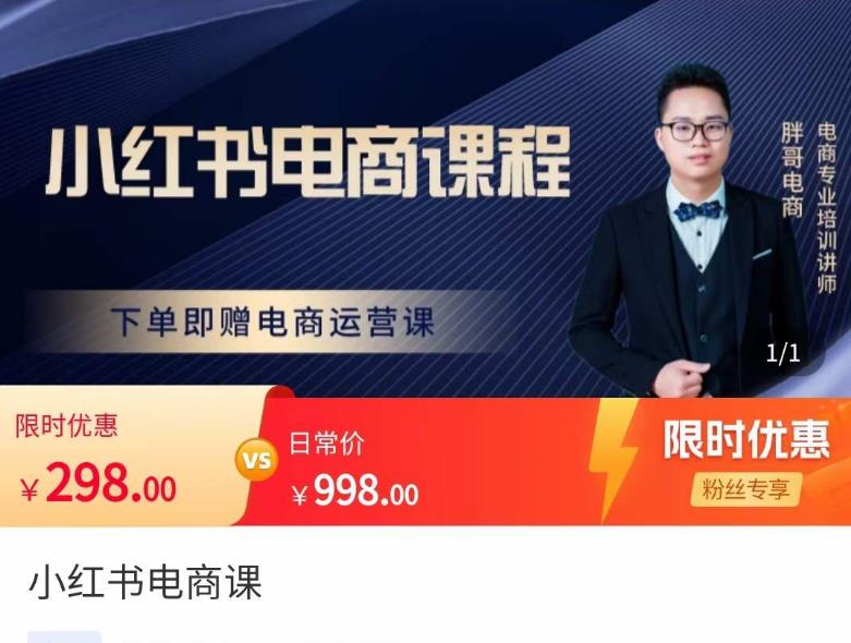 胖哥·小红书电商课程，解决小白做小红书电商时的困惑，让新人也一台手机也能做电商-买得值资源库