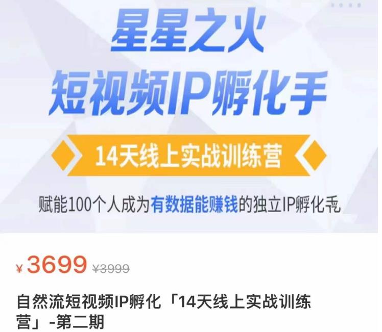 瑶瑶·自然流短视频IP孵化第二期，14天线上实战训练营，赋能100个人成为有数据能赚钱的独立IP孵化手-买得值资源库