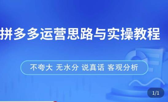 拼多多店铺运营思路与实操教程，快速学会拼多多开店和运营，少踩坑，多盈利-买得值资源库