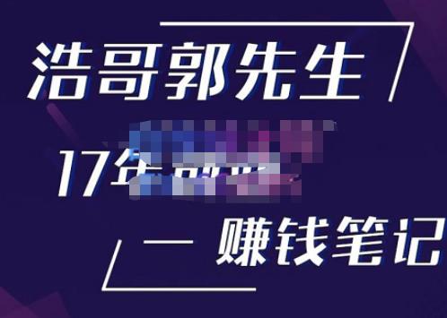 浩哥郭先生17年创业赚米笔记，打开你对很多东西的认知，让你知道原来赚钱或创业不单单是发力就行-买得值资源库