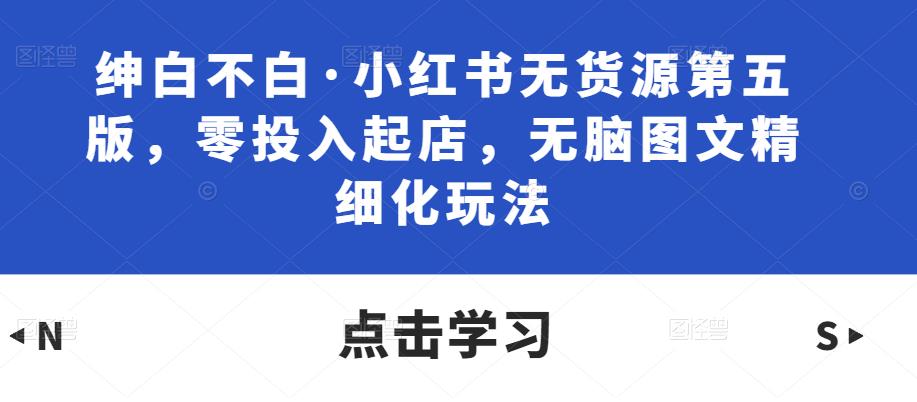 绅白不白·小红书无货源第五版，零投入起店，无脑图文精细化玩法-买得值资源库
