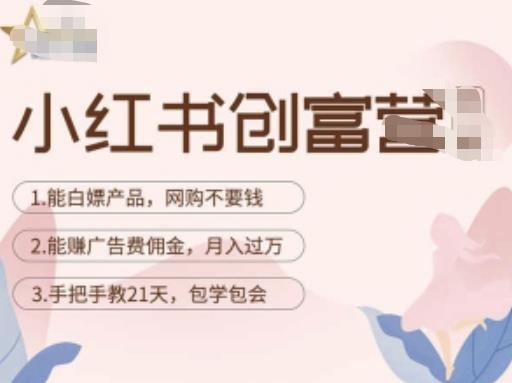 小红书创富营-教小红书带货，陪跑21天，教你赚广告费佣金，月入过万-买得值资源库