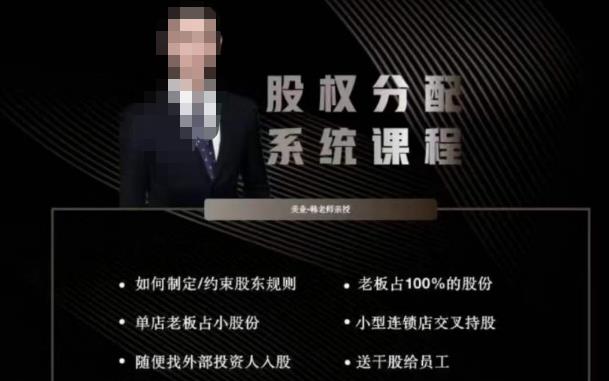 韩老师聊美业-美业股权分配系统课程，如何制定约束股东规则+老板占100%的股份+单店老板占小股份等-买得值资源库