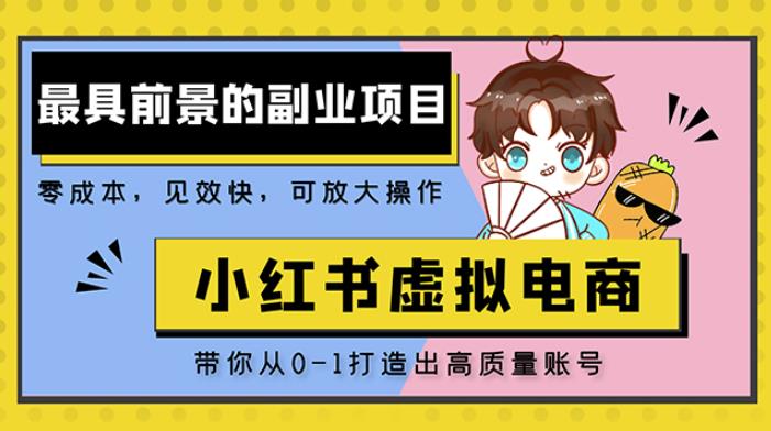 小红书蓝海大市场虚拟电商项目，手把手带你打造出日赚2000+高质量红薯账号-买得值资源库
