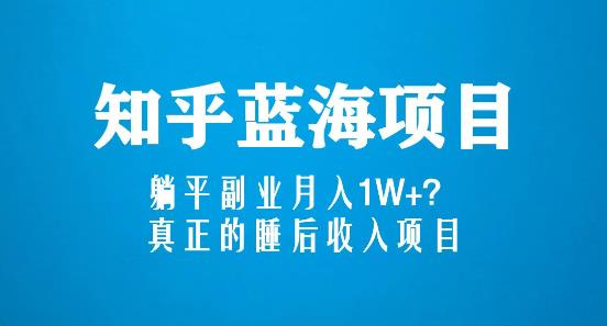 知乎蓝海玩法，躺平副业月入1W+，真正的睡后收入项目（6节视频课）-买得值资源库