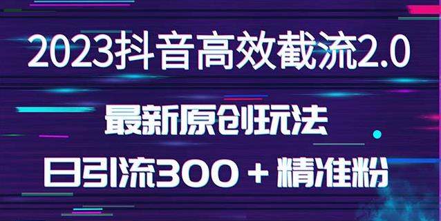 日引300＋创业粉，独家抖音高效截流2.0玩法（价值1280）-买得值资源库